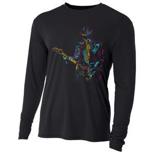 Abstract Art Musician Music Band Bass Player Cooling Performance Long Sleeve Crew