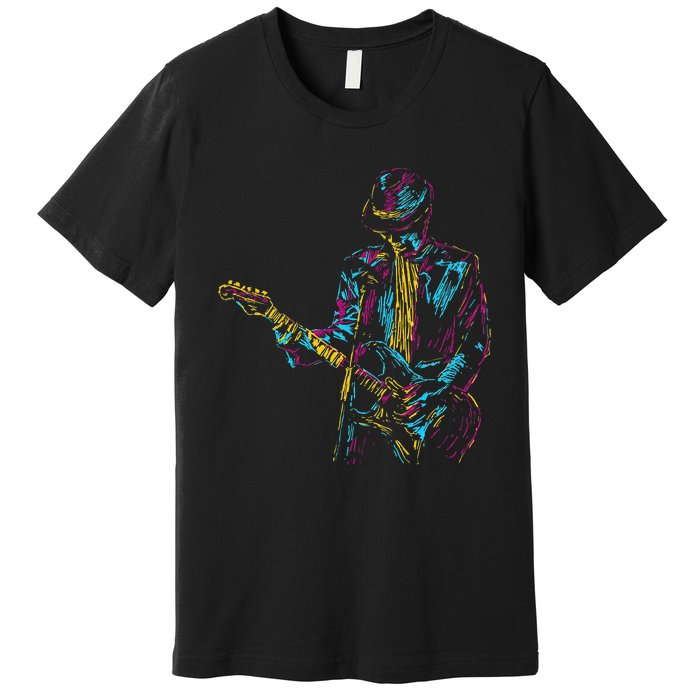 Abstract Art Musician Music Band Bass Player Premium T-Shirt