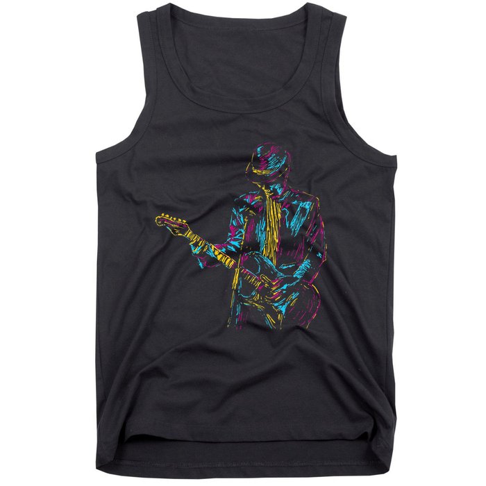 Abstract Art Musician Music Band Bass Player Tank Top