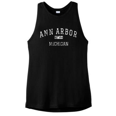 Ann Arbor Michigan MI Vintage Ladies PosiCharge Tri-Blend Wicking Tank