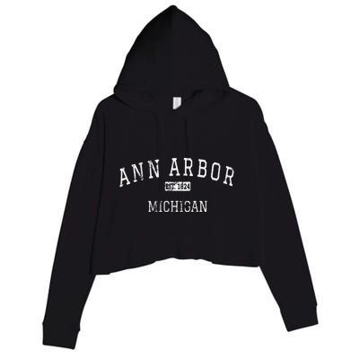 Ann Arbor Michigan MI Vintage Crop Fleece Hoodie