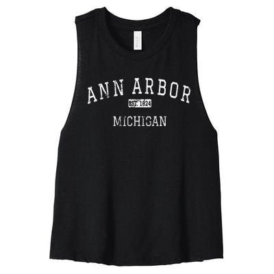 Ann Arbor Michigan MI Vintage Women's Racerback Cropped Tank