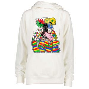 Autism Awareness Mom Bulldog Love Acceptance Kindness Gift Womens Funnel Neck Pullover Hood