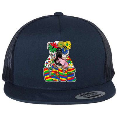 Autism Awareness Mom Bulldog Love Acceptance Kindness Gift Flat Bill Trucker Hat