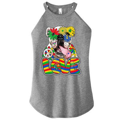 Autism Awareness Mom Bulldog Love Acceptance Kindness Gift Women’s Perfect Tri Rocker Tank