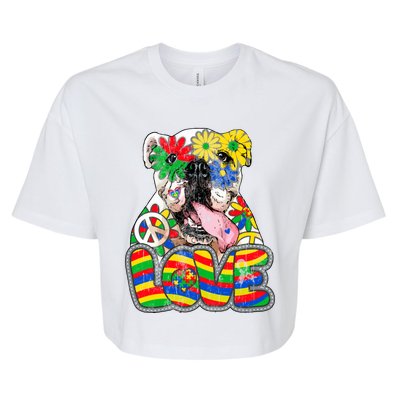 Autism Awareness Mom Bulldog Love Acceptance Kindness Gift Bella+Canvas Jersey Crop Tee