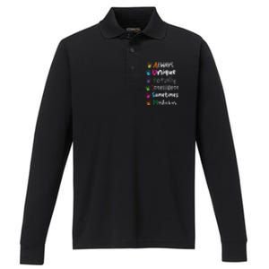 Autism Awareness Mom Autism Always Unique Intelligent Performance Long Sleeve Polo