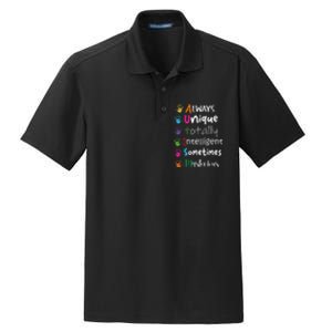 Autism Awareness Mom Autism Always Unique Intelligent Dry Zone Grid Polo