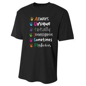 Autism Awareness Mom Autism Always Unique Intelligent Performance Sprint T-Shirt