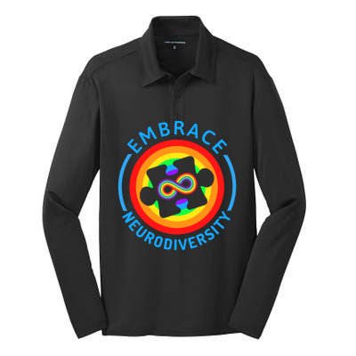 Autism Awareness Month Embrace Neurodiversity Tee Gift Silk Touch Performance Long Sleeve Polo