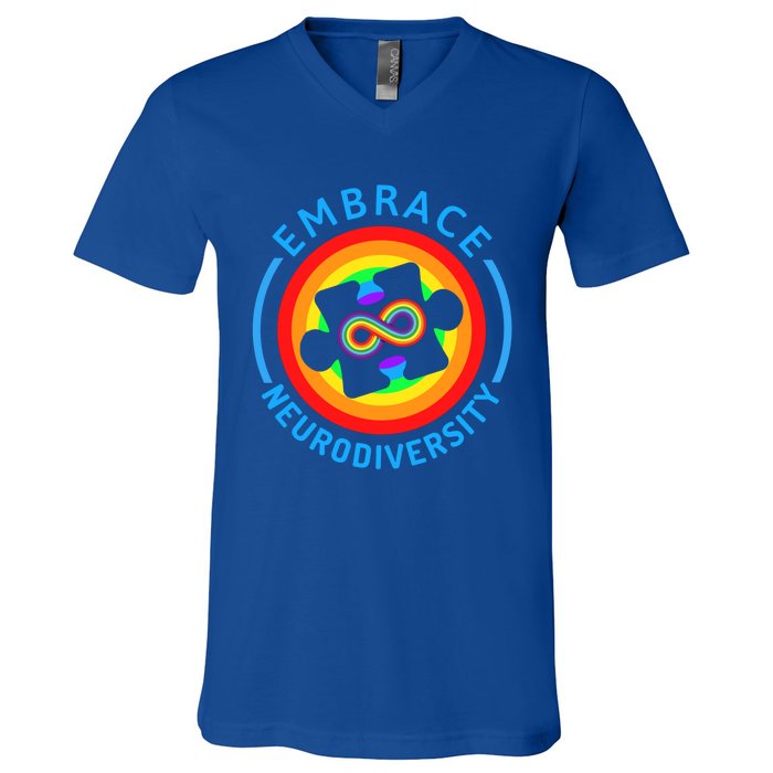 Autism Awareness Month Embrace Neurodiversity Tee Gift V-Neck T-Shirt