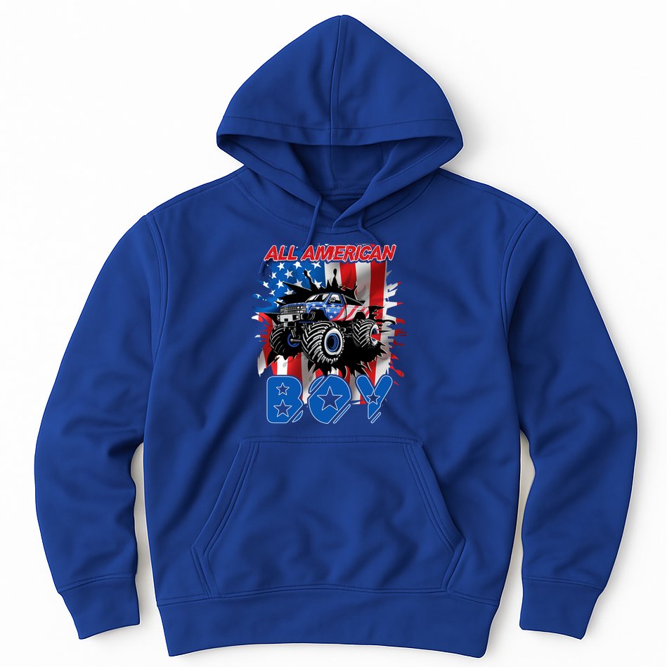 All American Monster Truck Patriotic Usa Flag July 4th Cute Gift Hoodie