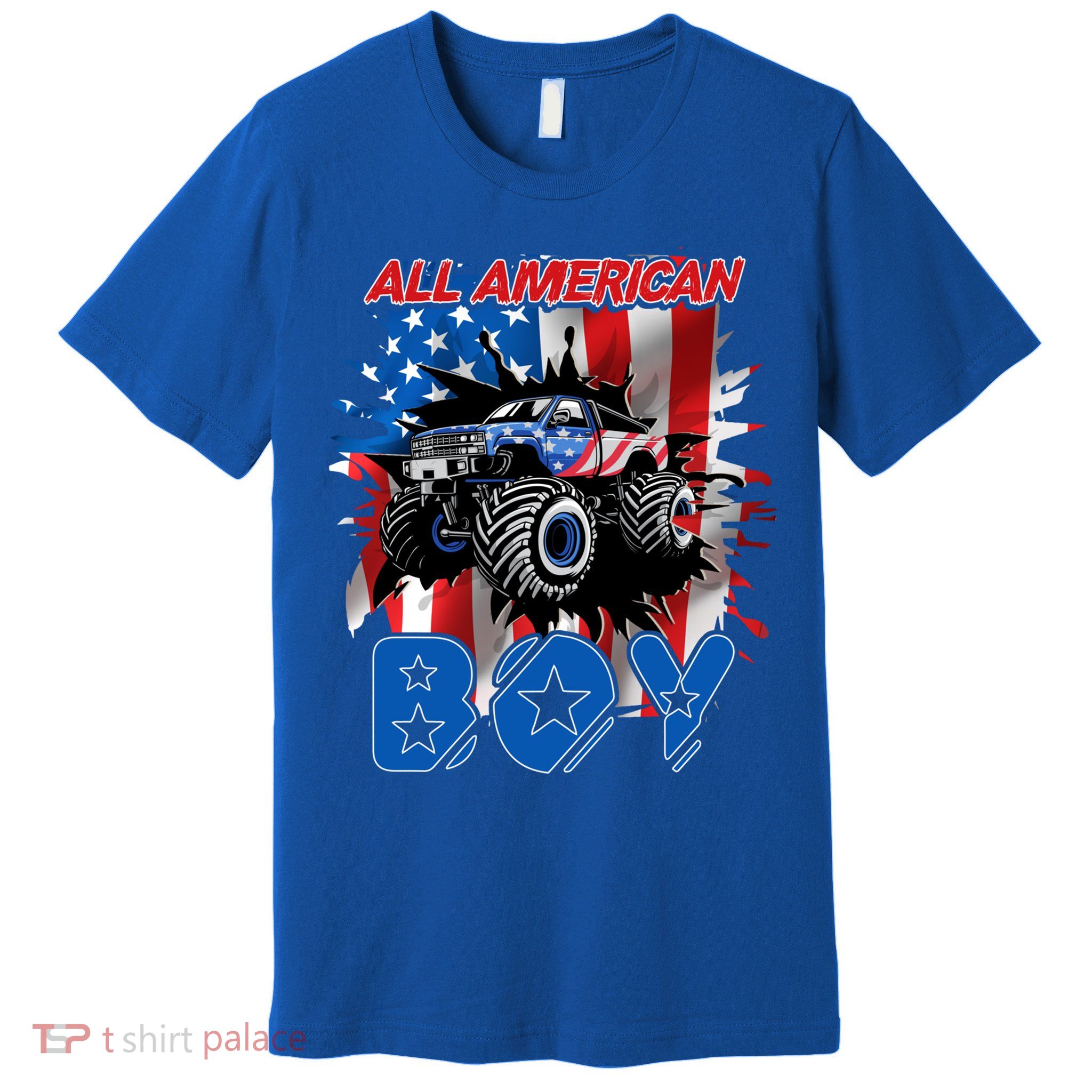All American Monster Truck Patriotic Usa Flag July 4th Cute Gift Premium T-Shirt