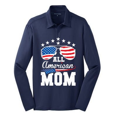 All American Mom 4th of July Matching Family Silk Touch Performance Long Sleeve Polo