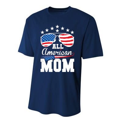 All American Mom 4th of July Matching Family Performance Sprint T-Shirt