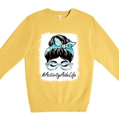 Activity Aide Messy Bun Bleached World Health Day Gift Premium Crewneck Sweatshirt