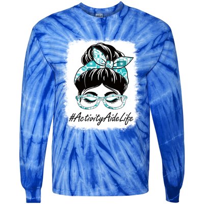 Activity Aide Messy Bun Bleached World Health Day Gift Tie-Dye Long Sleeve Shirt