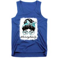 Activity Aide Messy Bun Bleached World Health Day Gift Tank Top