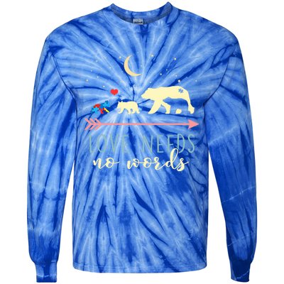 Autism Awareness Mama Bear Love Needs No Words Cute Gift Tie-Dye Long Sleeve Shirt