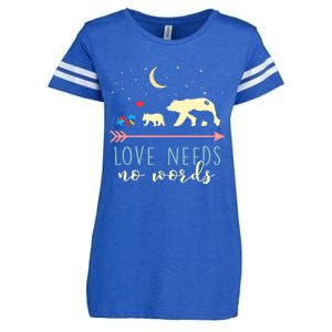 Autism Awareness Mama Bear Love Needs No Words Cute Gift Enza Ladies Jersey Football T-Shirt