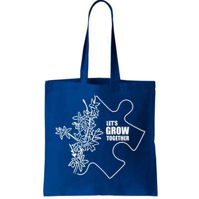 Autistic Awareness Month Let's Grow Together Autism Day Gift Tote Bag