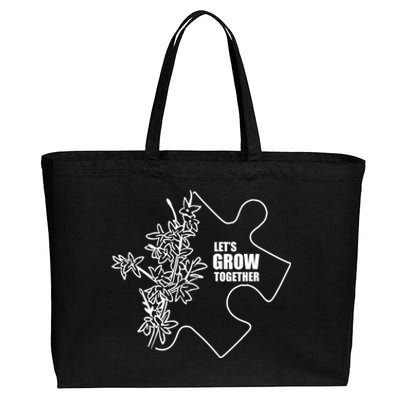 Autistic Awareness Month Let's Grow Together Autism Day Gift Cotton Canvas Jumbo Tote