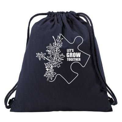 Autistic Awareness Month Let's Grow Together Autism Day Gift Drawstring Bag