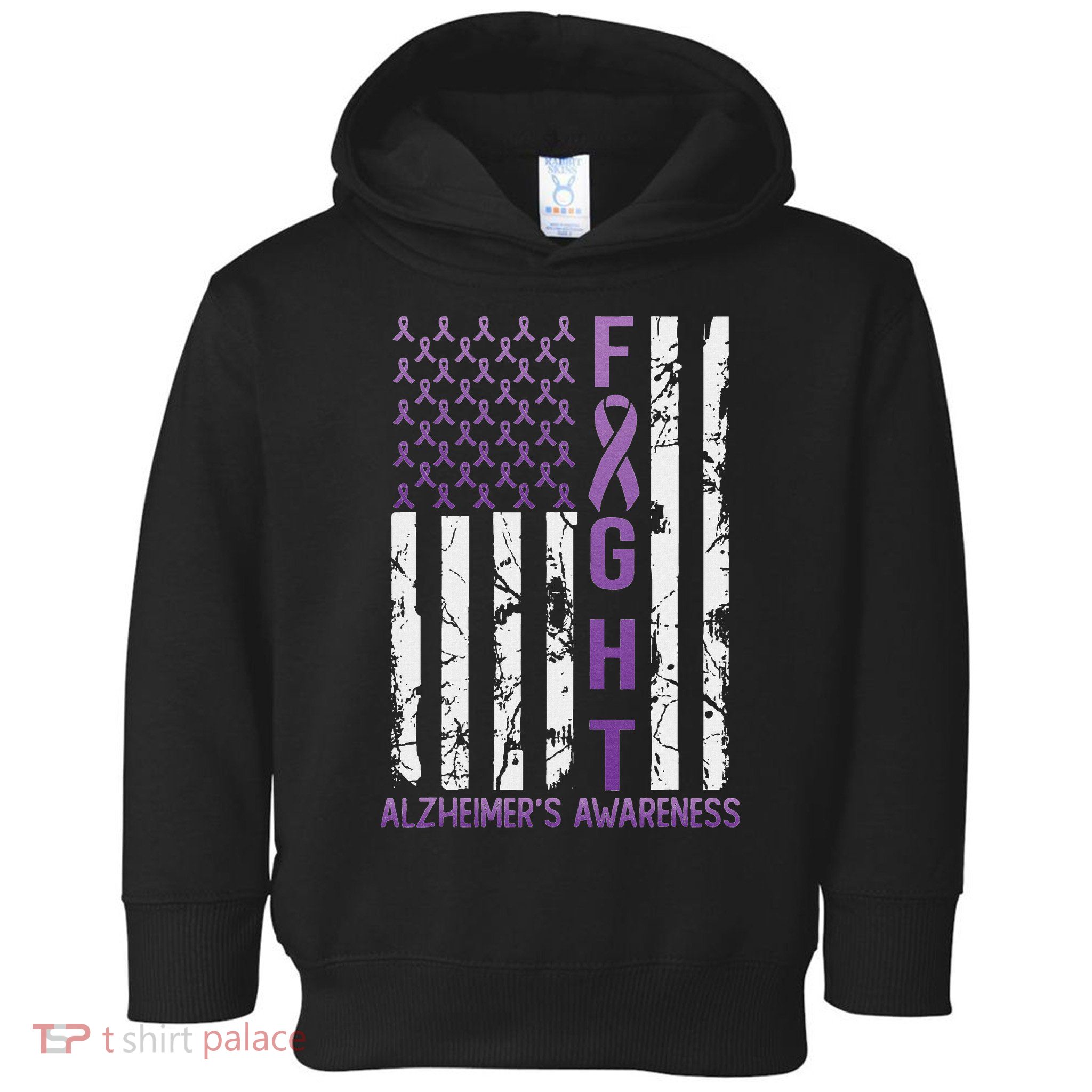 Alzheimer's Awareness Month Day Usa Flag Ribbon Purple Toddler Hoodie