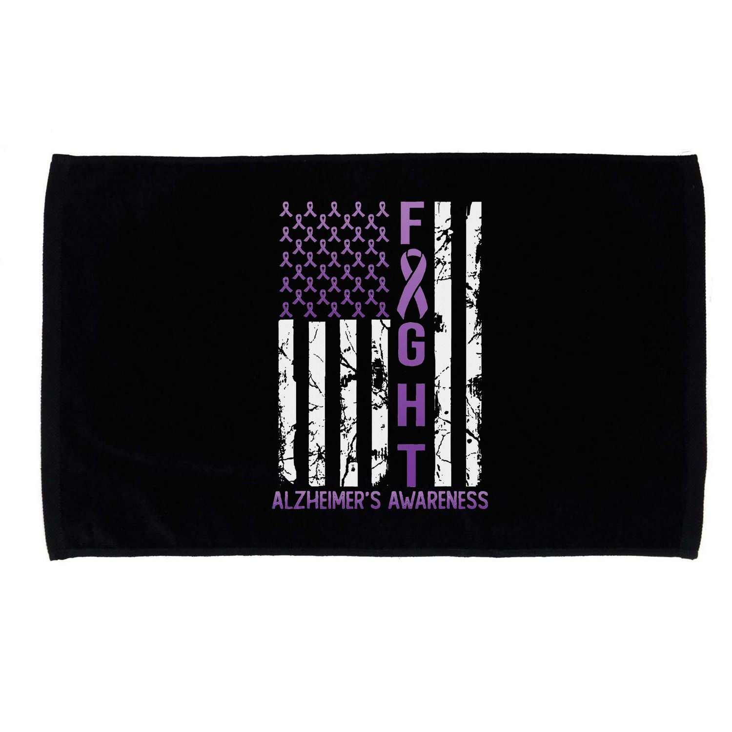 Alzheimer's Awareness Month Day Usa Flag Ribbon Purple Microfiber Hand Towel