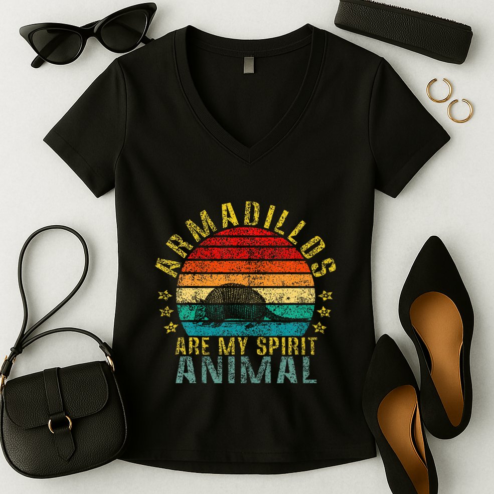 Armadillos Are My Spirit Animal Funny Women's V-Neck T-Shirt