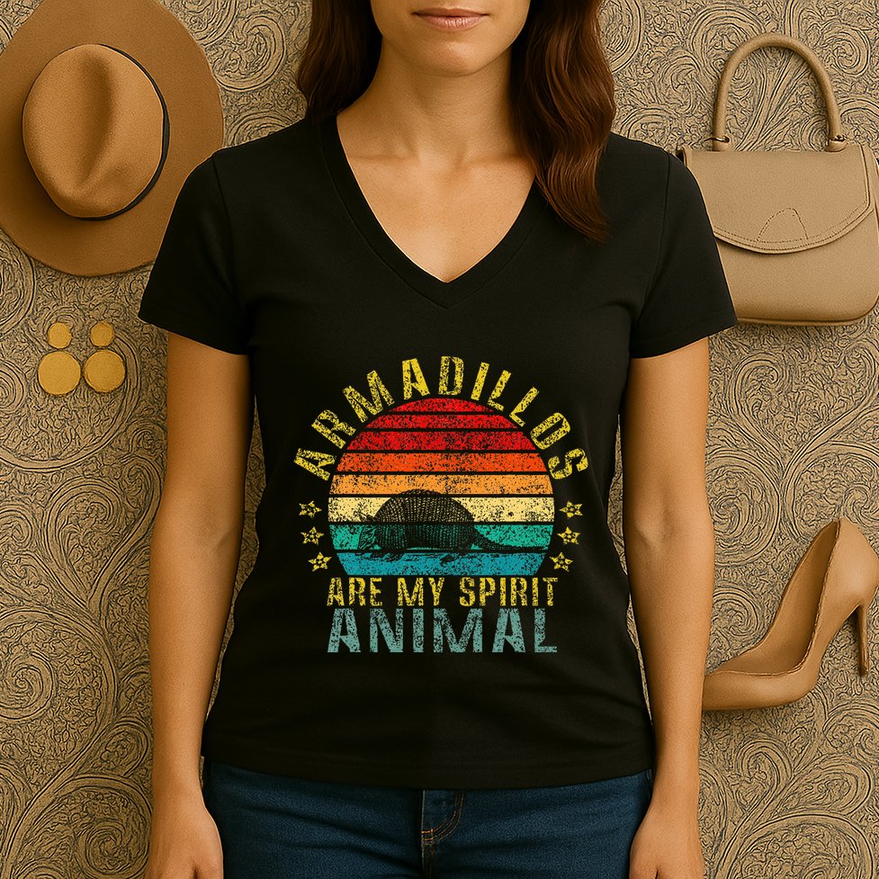 Armadillos Are My Spirit Animal Funny Women's V-Neck T-Shirt