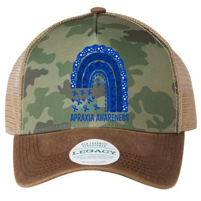 Apraxia Awareness Month Wear A Blue Ribbon In May Rainbow Gift Legacy Tie Dye Trucker Hat