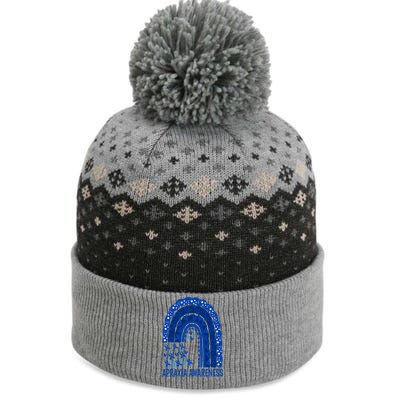 Apraxia Awareness Month Wear A Blue Ribbon In May Rainbow Gift The Baniff Cuffed Pom Beanie