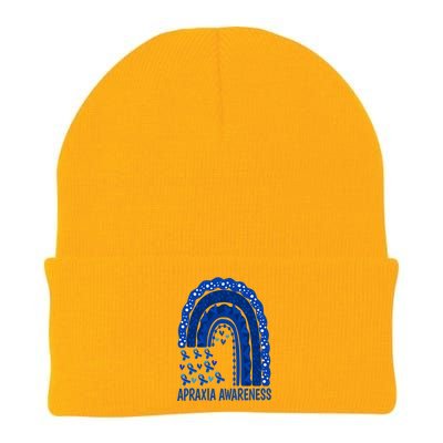 Apraxia Awareness Month Wear A Blue Ribbon In May Rainbow Gift Knit Cap Winter Beanie