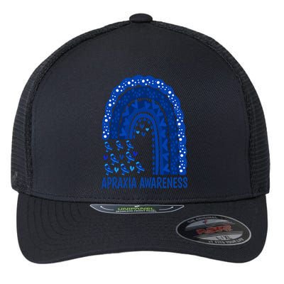 Apraxia Awareness Month Wear A Blue Ribbon In May Rainbow Gift Flexfit Unipanel Trucker Cap