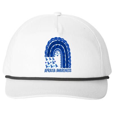 Apraxia Awareness Month Wear A Blue Ribbon In May Rainbow Gift Snapback Five-Panel Rope Hat