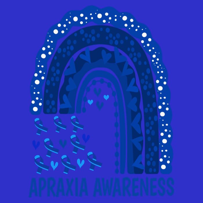 Apraxia Awareness Month Wear A Blue Ribbon In May Rainbow Gift Women's V-Neck T-Shirt