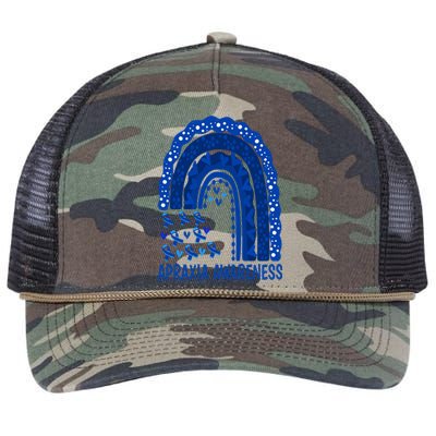 Apraxia Awareness Month Wear A Blue Ribbon In May Rainbow Gift Retro Rope Trucker Hat Cap