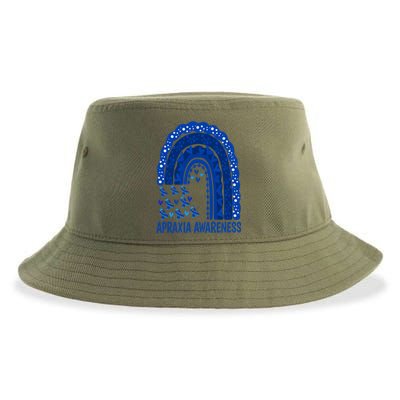 Apraxia Awareness Month Wear A Blue Ribbon In May Rainbow Gift Sustainable Bucket Hat