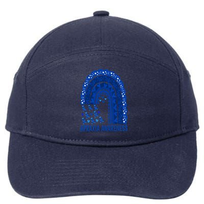 Apraxia Awareness Month Wear A Blue Ribbon In May Rainbow Gift 7-Panel Snapback Hat