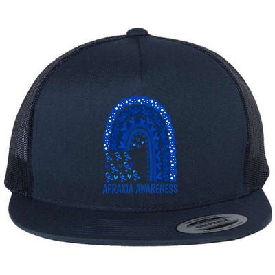 Apraxia Awareness Month Wear A Blue Ribbon In May Rainbow Gift Flat Bill Trucker Hat