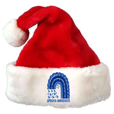 Apraxia Awareness Month Wear A Blue Ribbon In May Rainbow Gift Premium Christmas Santa Hat