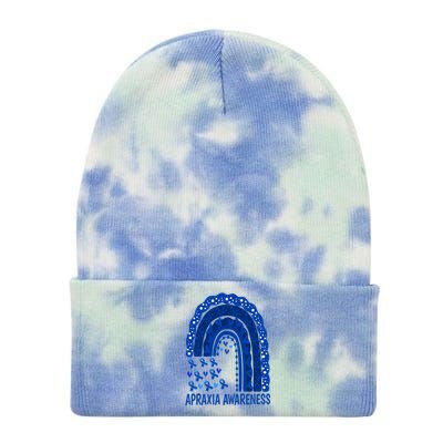 Apraxia Awareness Month Wear A Blue Ribbon In May Rainbow Gift Tie Dye 12in Knit Beanie