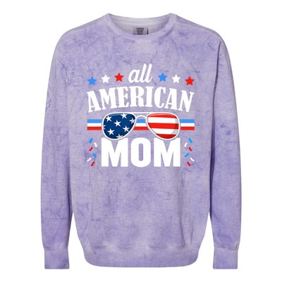 All American Mom 4th of July USA Family Matching Outfit Colorblast Crewneck Sweatshirt