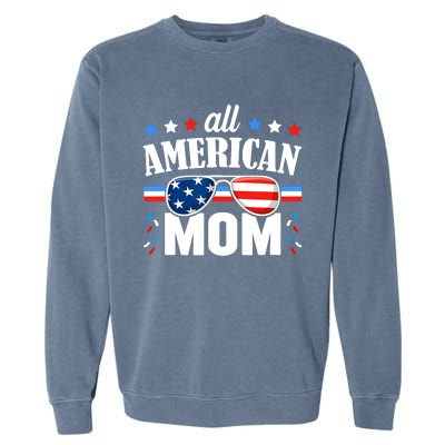 All American Mom 4th of July USA Family Matching Outfit Garment-Dyed Sweatshirt