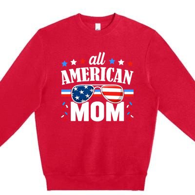 All American Mom 4th of July USA Family Matching Outfit Premium Crewneck Sweatshirt