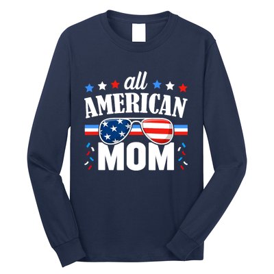 All American Mom 4th of July USA Family Matching Outfit Long Sleeve Shirt