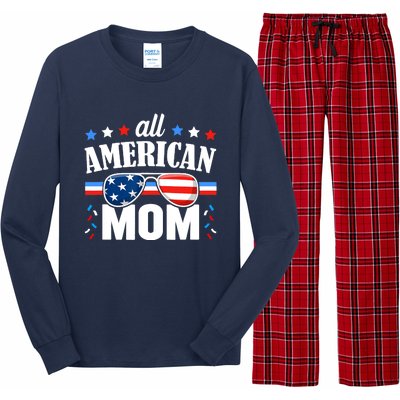 All American Mom 4th of July USA Family Matching Outfit Long Sleeve Pajama Set