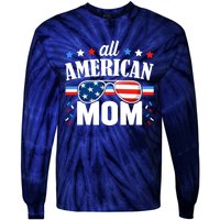 All American Mom 4th of July USA Family Matching Outfit Tie-Dye Long Sleeve Shirt