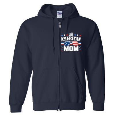 All American Mom 4th of July USA Family Matching Outfit Full Zip Hoodie